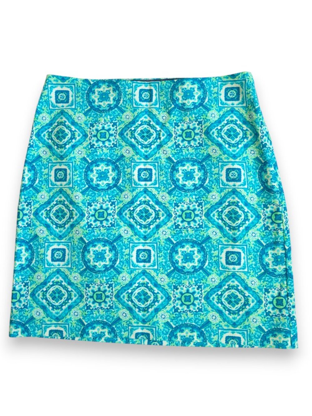 Talbots Canvas Cotton A-Line Skirt Medallion Tile Print Size 6 NWOT